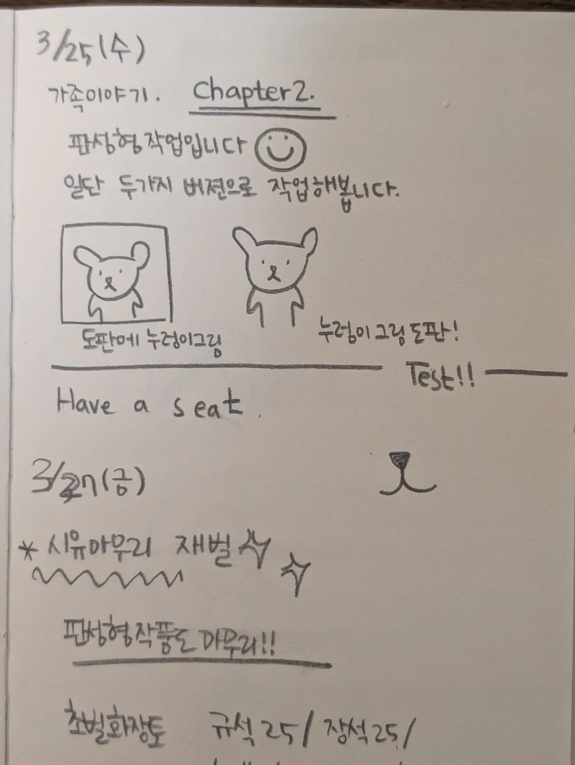 얼굴 도판을 두 가지 방식으로 시도한 파스텔 채색 작업 기록